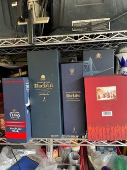 Empty alcohol bottles with boxes Johnnie Walker Blue Label Whisky Gift Boxes empty Don Julio diplomat Grey Goose tequila, Texas