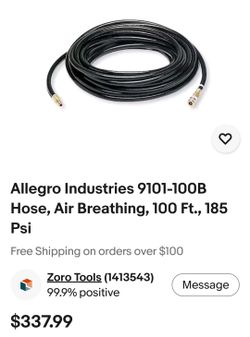 Allegro 9101-100B High Pressure Airline Hose 100 ft. Length
Maximum Pressure: 185 psi