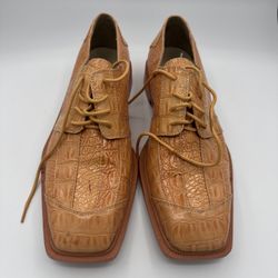 Hugo Vitelli Mens Orange Ostrich Dress Shoes Size 10 In Box