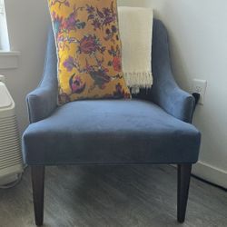 Accent Chair Blue Suede Material Good Shape
