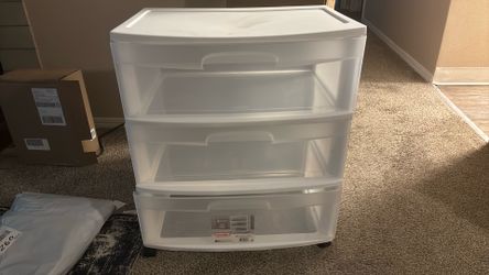 Sterilite 3 drawer plastic drawer cart