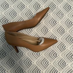 Pointed Toe Stiletto Slip On Leather Pumps