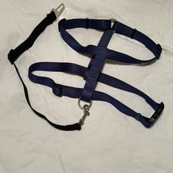 Large XL Dog Harness - Dark Blue - With Car Seat Belt