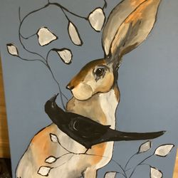 Hare And Crow Original Painting 