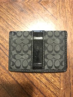 Signature Stripe Coach Wallet in Black