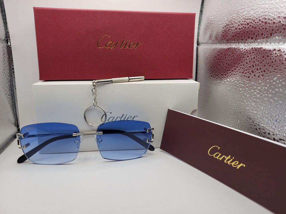 Cartier Rimless Glasses(Blue)Unisex