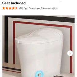 Hanikes 1-Piece 1/1.27 GPF High Efficiency Dual Flush Elongated Toilet in White with Heated Seat and Slow-Close, Seat Included