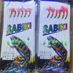 (22-6 Packs) Size #11 Sabiki Rigs Lures Bait Rigs, Glow Fishing Beads