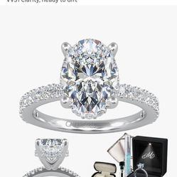 3 Carat Moissanite Engagement Ring With Band