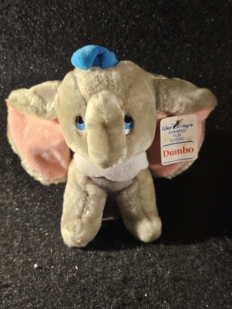 Vintage 1980s Walt Disney Animated Film Classic 8 In. Plush Dumbo with Tag