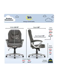 Serta -Amplify Work or Play Ergonomic High-Back Faux Leather Swivel Executive Chair with Mesh Accent Thumbnail