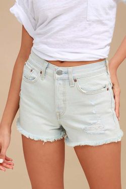 Levi’s Wedgie Fit Light Wash Distressed Cut Off Denim Shorts, Size 27 Y2K