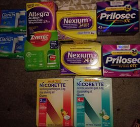 NEW Prilosec 42 ct, Nexium 42 ct, Claritin 70 ct, Zyrtec 90 ct, Allegra 90 ct, Nicorette 160 pc