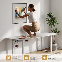 Assembled 71x32 Inches Rectangle Stand Up Desk with 4 Legs, Dual Motor and Memory Controller, Adjustable Height from 28-46 Inches for Home and Compute