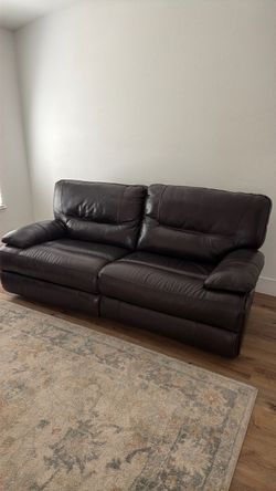 Power reclining, leather chair
