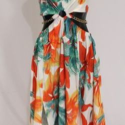 Floral Cut Out Vacation Maxi Dress One Size