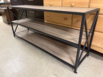 WALKER EDISON Industrial Driftwood Grey Metal X 3-Tier Bookcase