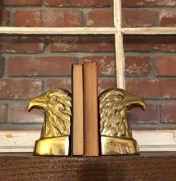 LARGE solid Brass Eagle bookends