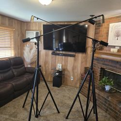 2 studio telescope mic stands 