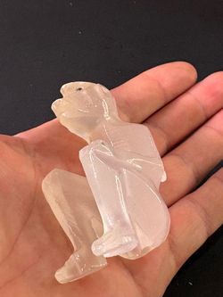 Vintage Frosted Glass Monkey Figurine / Hanging Talisman Charm