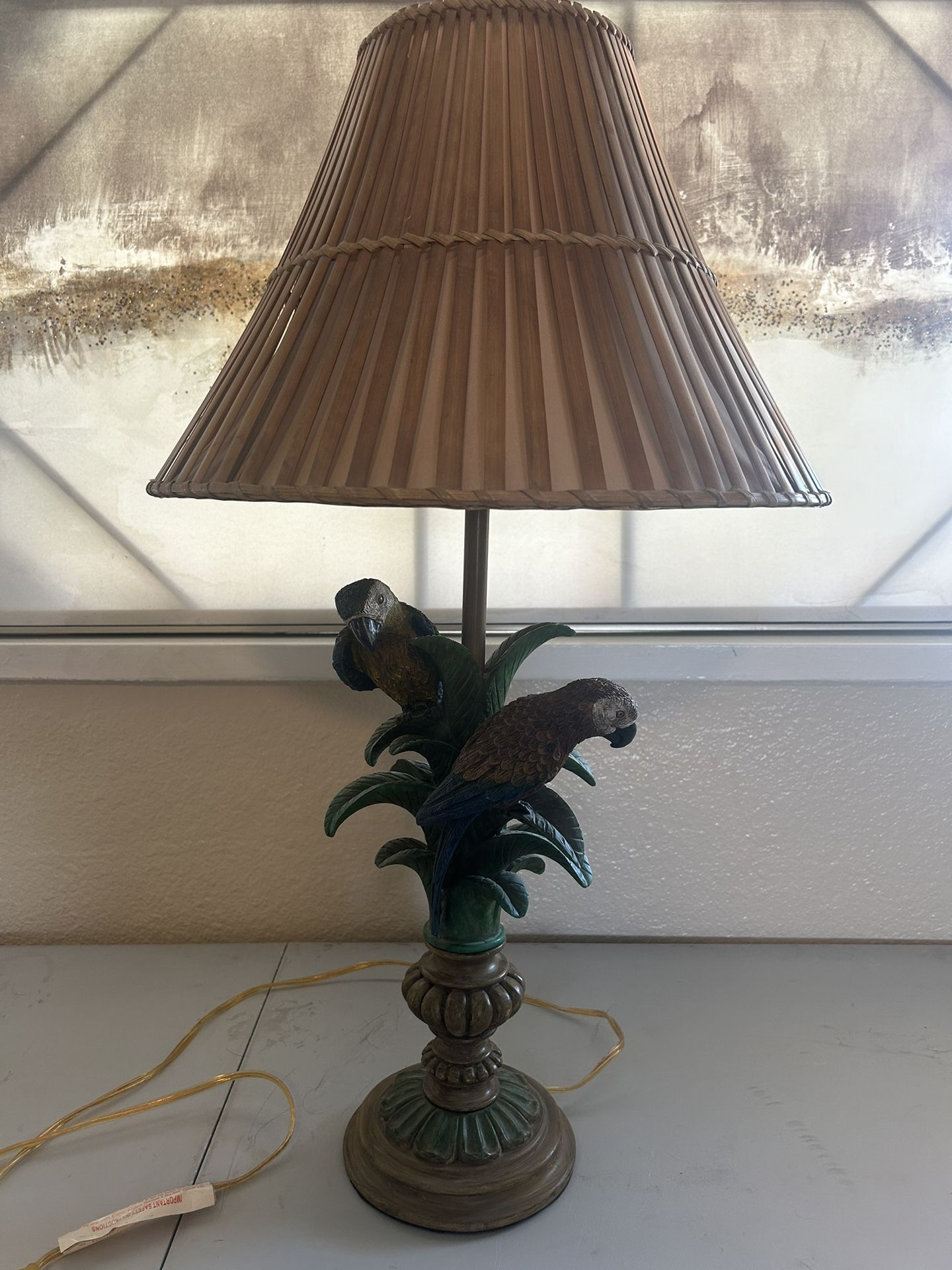 Vintage Chapman Parrot Lamp with Bamboo shade