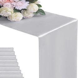 12Pack Table Runner 12 x 108 Inches Satin Silk Table Runner for Wedding, Birthday Party, Banquets, Graduations Decoration, fit Rectange and Round Tabl
