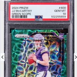 JJ McCarthy Prizm Green Scope /75 PSA 10