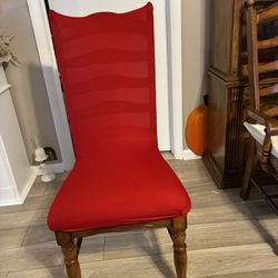 6 Red Stretch Chair Covers, New In Bag