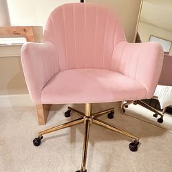 Velvet Desk Chair Pink Accent Chair Gold Base Modern Office Furniture