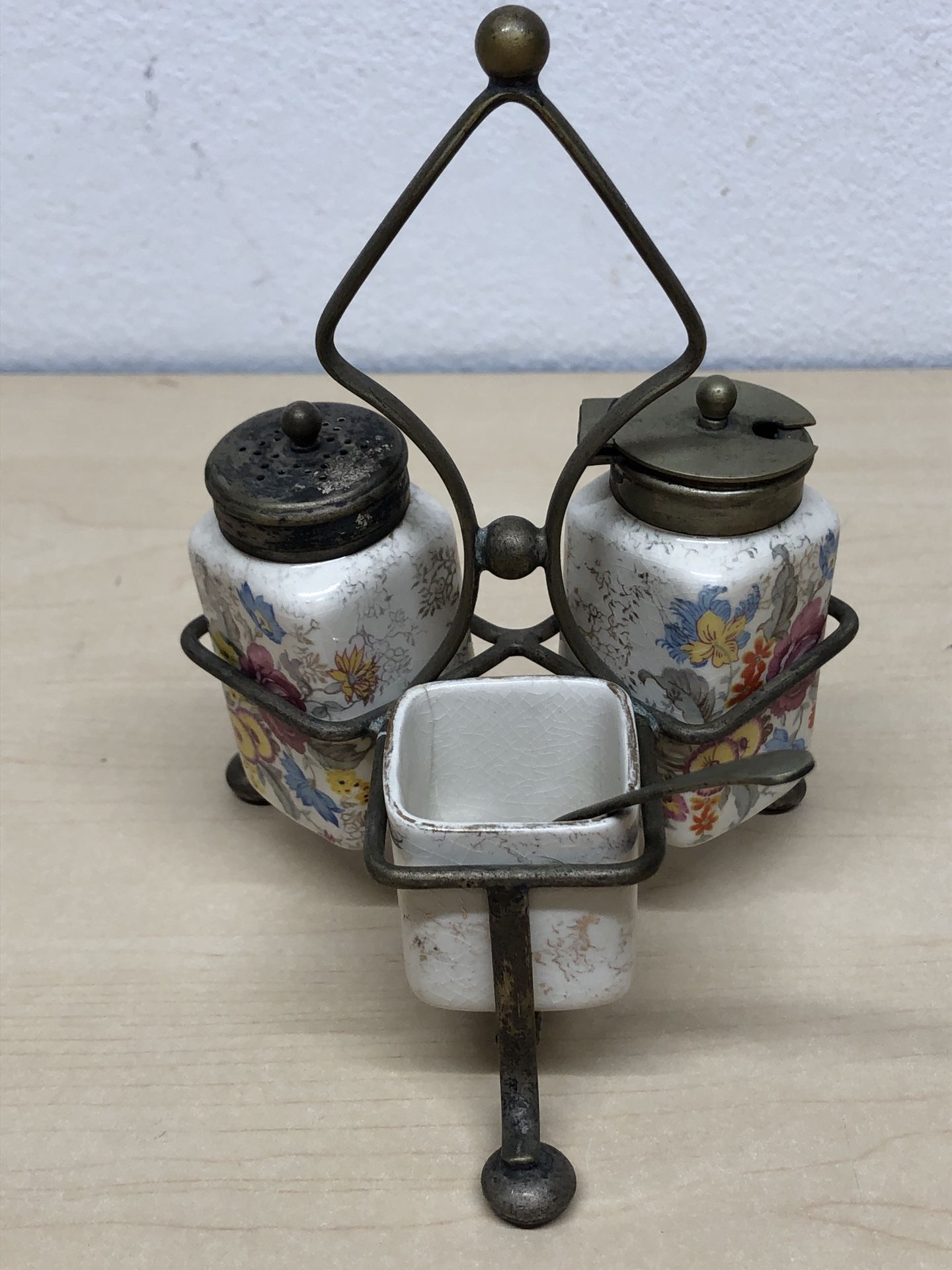 Antique Japanese Chinese Art Salt Pepper Shaker Set Sterling Silver