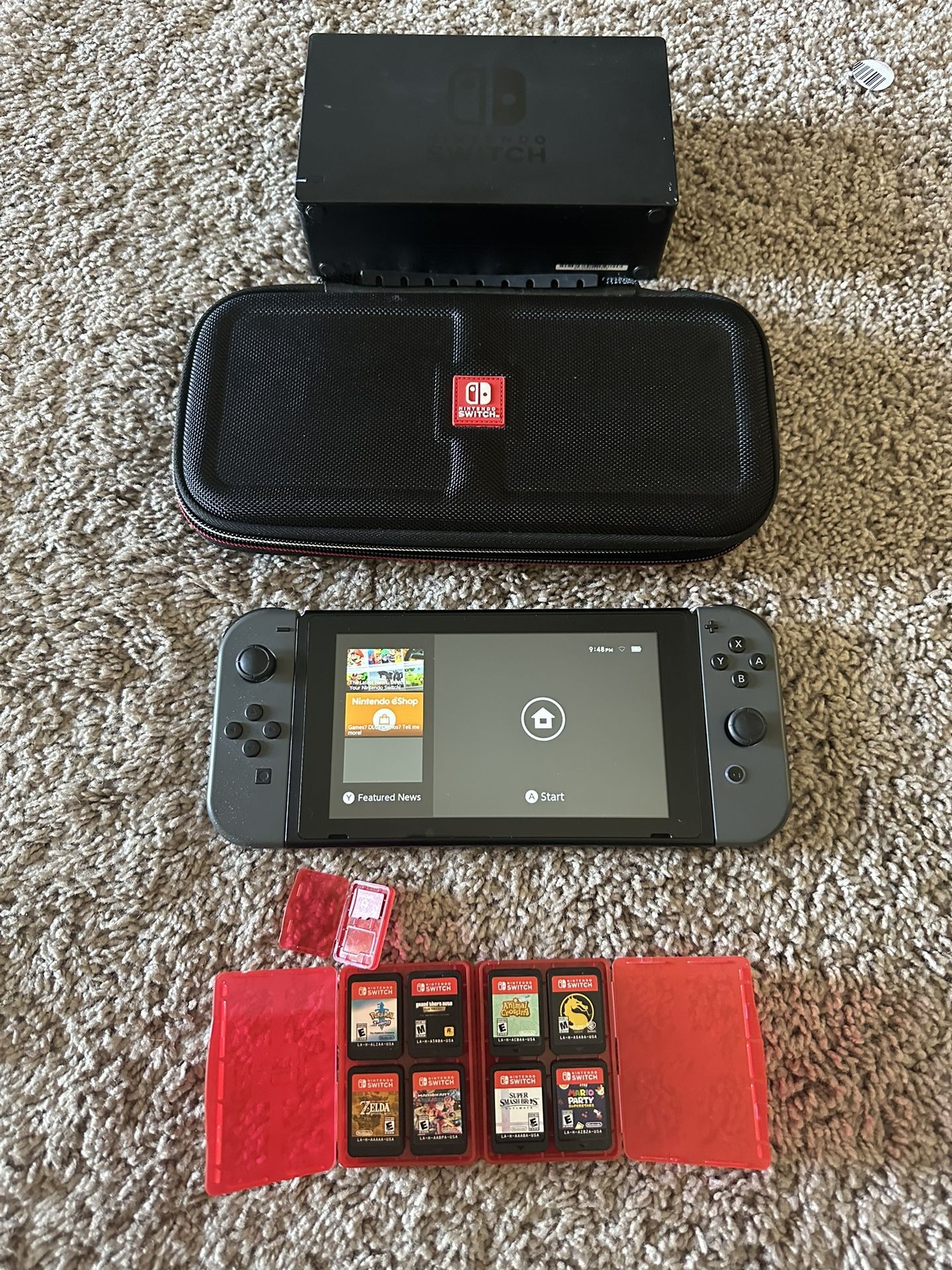 Nintendo Switch With Memory Card And Games