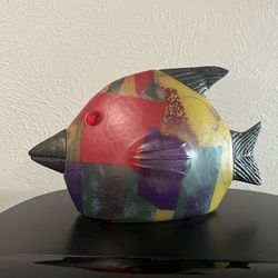 Multi-colored Patchwork Glass Fish Figurine