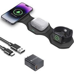 Wireless Charger 3 in 1,Magnetic Foldable 3 in 1 Charging Station for Multiple Apple Devices,Wireless Charging Pad Dock for iPhone14 13 12 11 Pro Max 