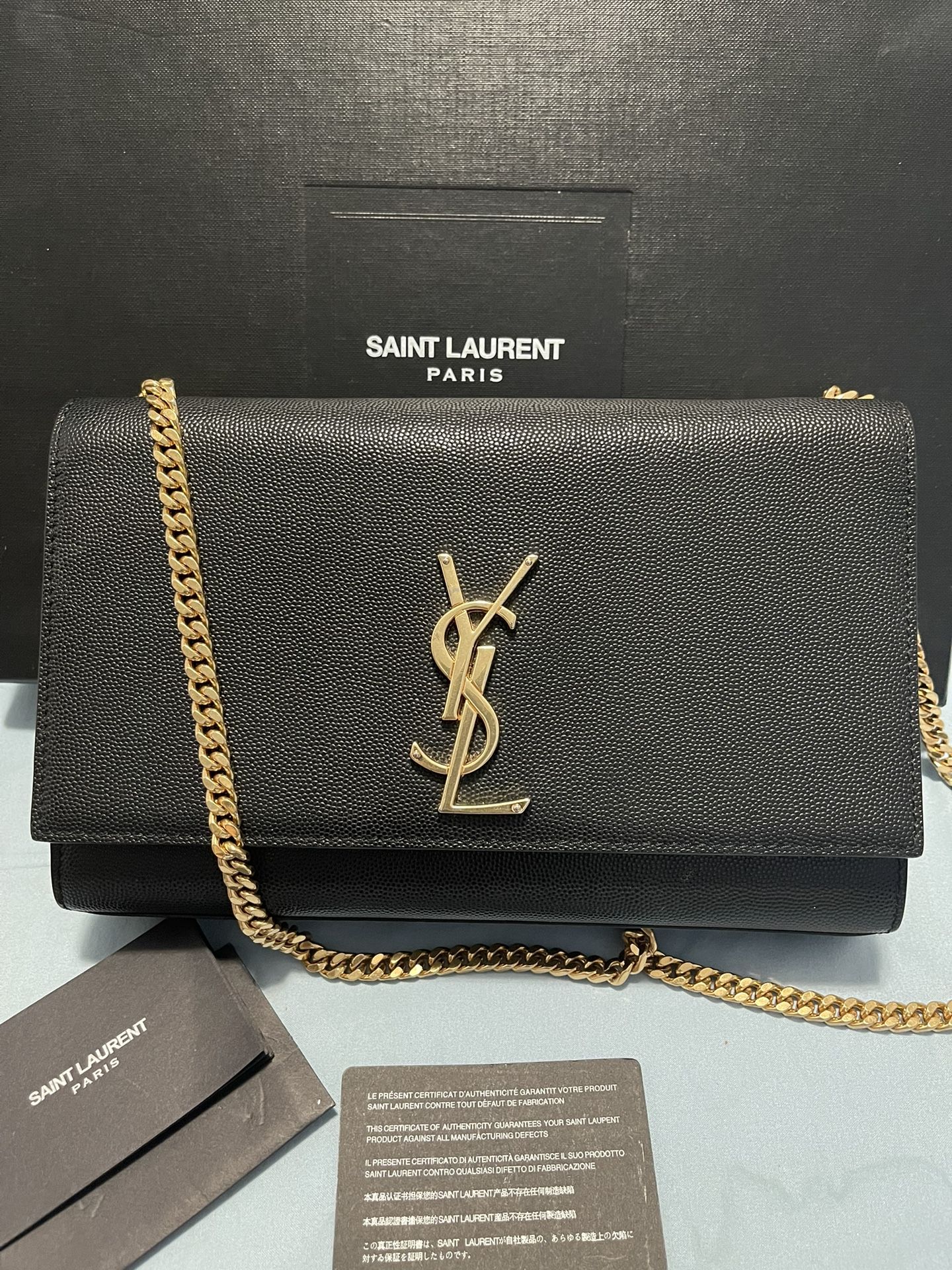 100% Authentic YSL Kate Medium Black Leather Cross Body