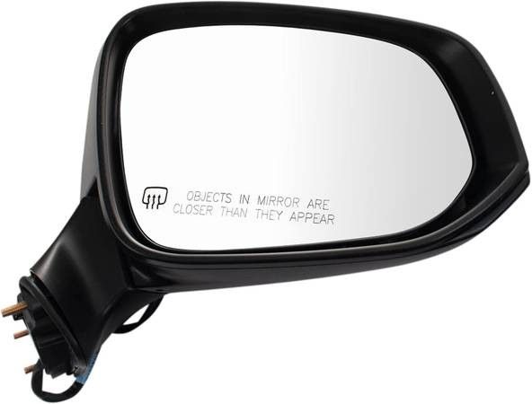 NEW TRQ Passenger Side Power Heated Mirror Smooth Black Paint to Match Compatible with 2022-2023 Toyota Corolla Cross LE TO1321430