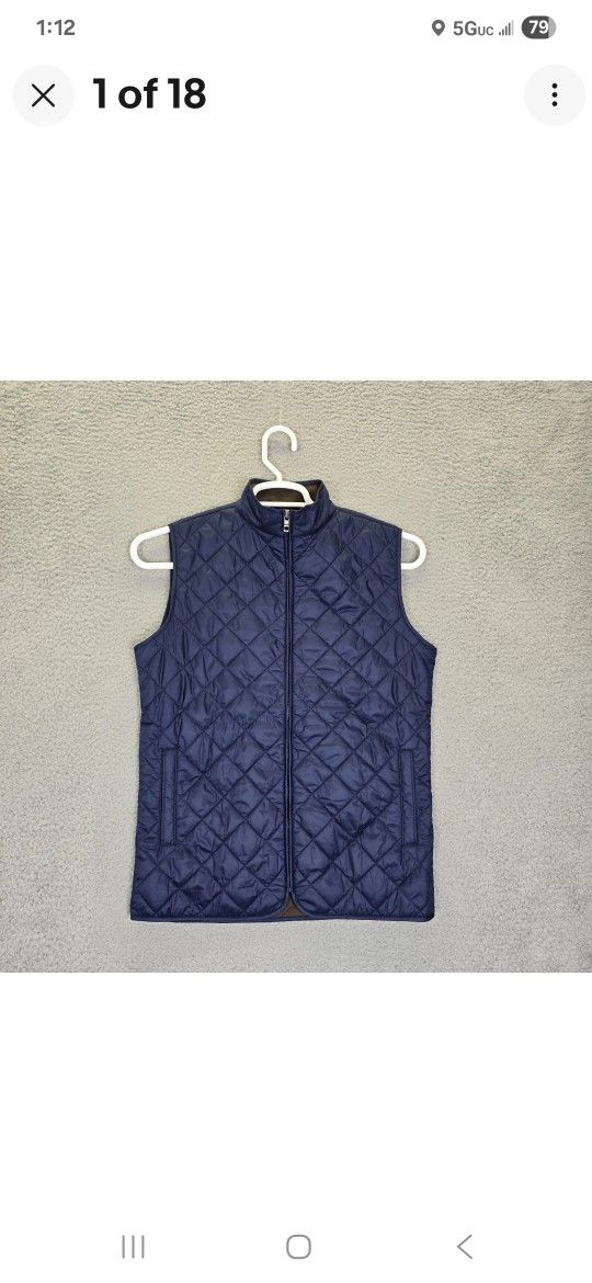 Peter Millar Crown Essex Quilted Vest Sleeveless Jacket Blue Boys Large 11 12 Yo