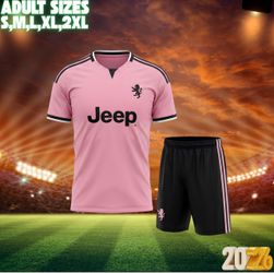 Juventus 2026 Pink & Black Soccer Uniform Set – Jersey & Shorts – Adult S-2XL