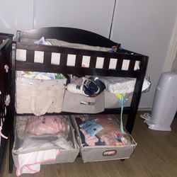 Dark Brown Wood Diaper Chainger