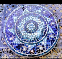 Mosaic table patio furniture pool and patio furniture end table round Mosaic table