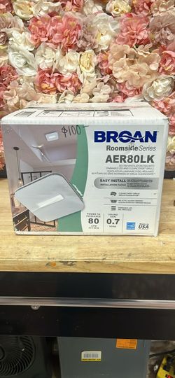 Broan-NuTone Roomside Series 80 CFM 0.7 Sone Ceiling Mount Bathroom Exhaust Fan Roomside Installation LED Light ENERGY STAR