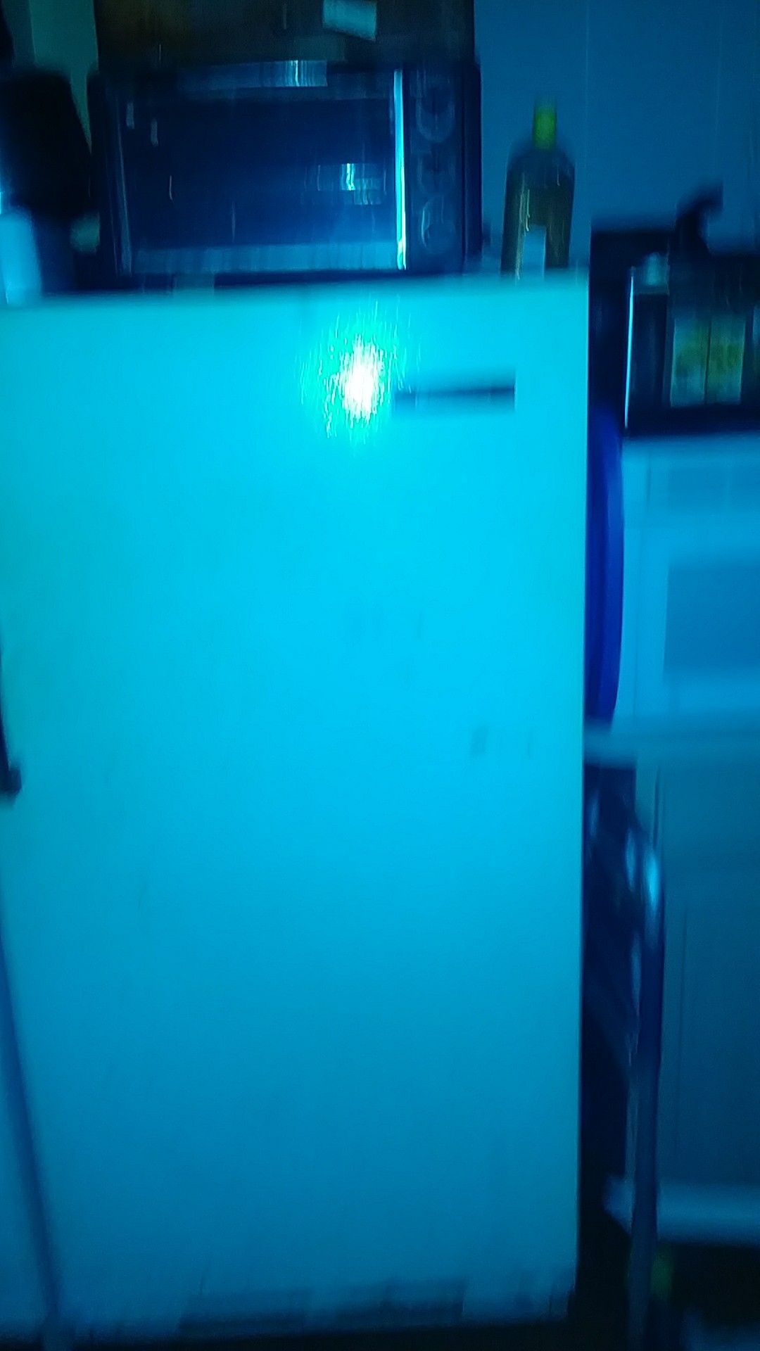 An upright freezer