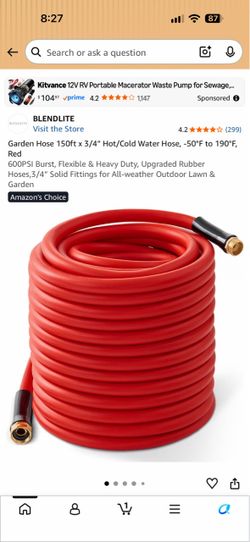 Blendlite 150ft Red Rubber Garden Hose 3/4"