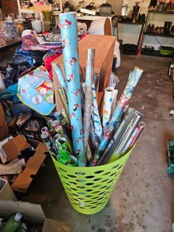 Christmas Wrapping paper and clothes bin