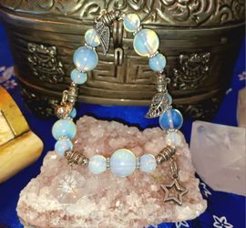 Bracelet moonstone charm bracelet german cut crystal Size large