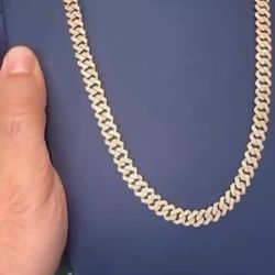 8MM NATURAL DIAMOND CUBAN LINK CHAIN 14KT VS/SI DIAMONDS G-H COLOR