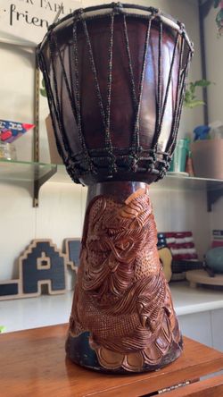 Hand-Carved Wooden Djembe Drum