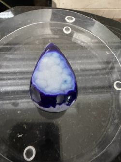 Pear-shaped blue window druzy agate sparking Crystal 2.2”