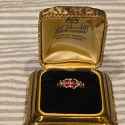 Zell Bros & Co 10k Ruby And Seed Pearl Engagement Ring 