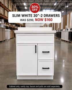 🤍✨ 30" White Slim Shaker Vanity Base Clearance Sale! ✨🤍