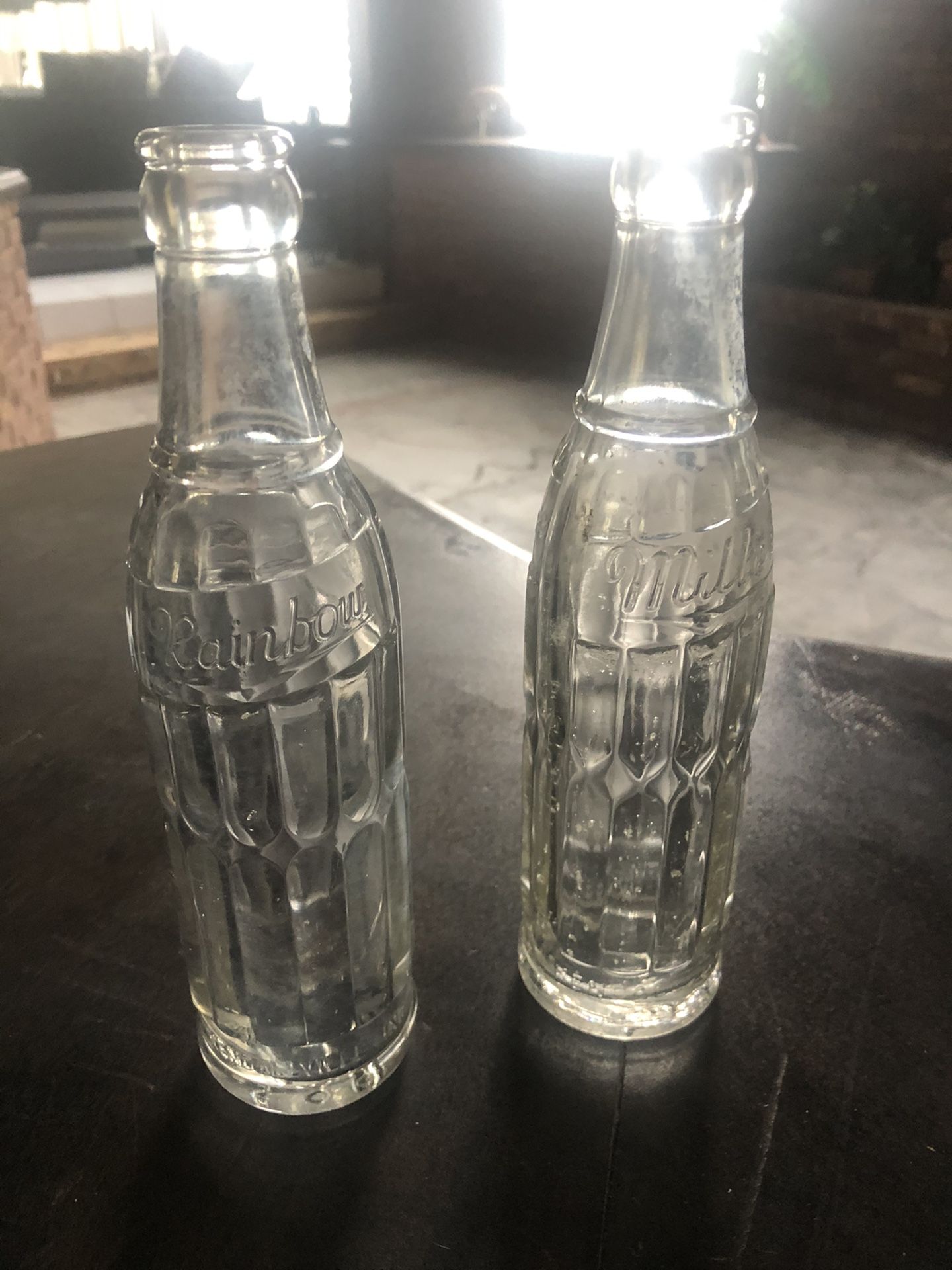 Vintage Miller and Rainbow beverage bottles